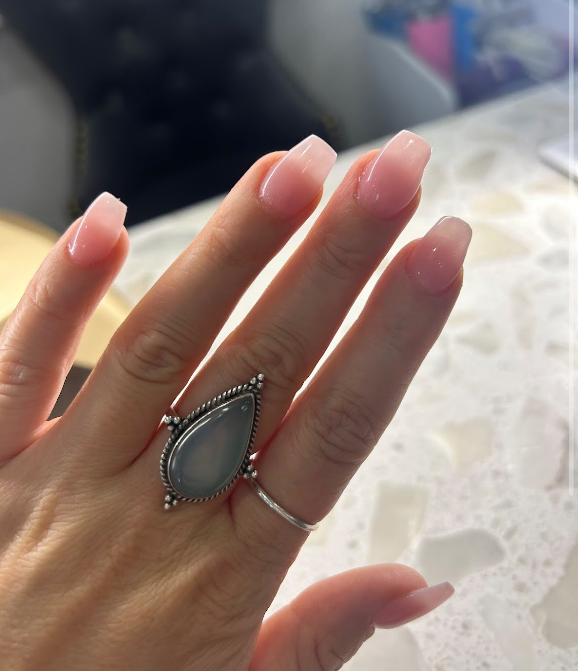 Blush ombre square nails