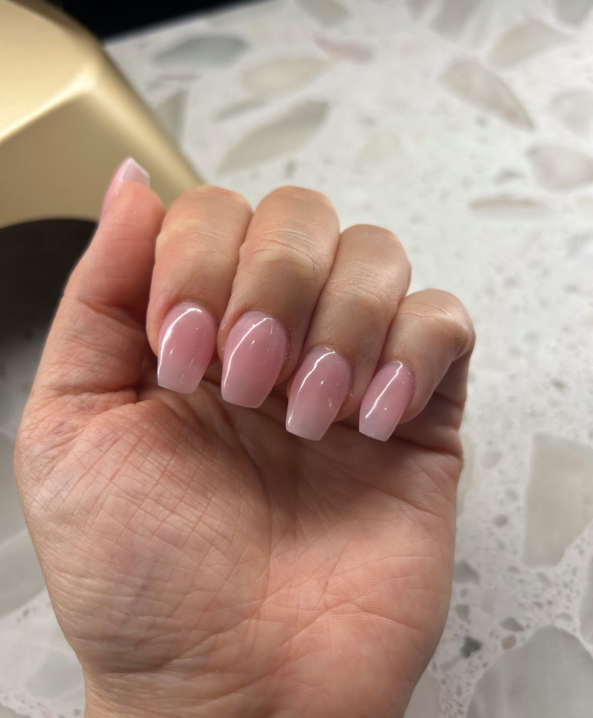 Soft pink square acrylic nails