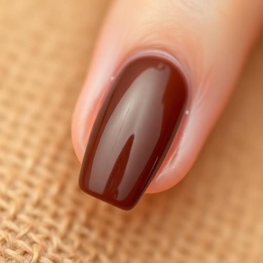 Glossy mocha almond manicure
